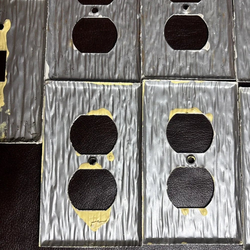 Vintage Metal Electrical Outlet Covers (8) & 1 Light Switch Cover